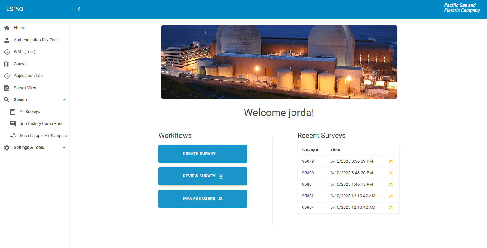 Radiological survey platform dashboard